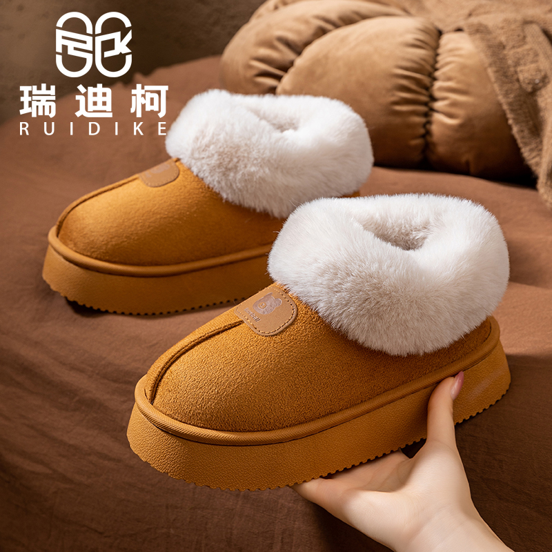 包跟棉拖鞋女2025新款冬季居家防滑保暖加绒雪地靴包跟棉鞋男外穿