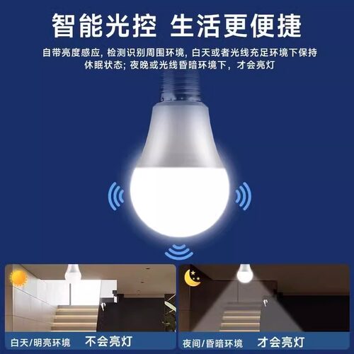 感应灯人来即亮人走即灭红外线人体雷达楼梯楼道声光控灯led灯泡 - 图0