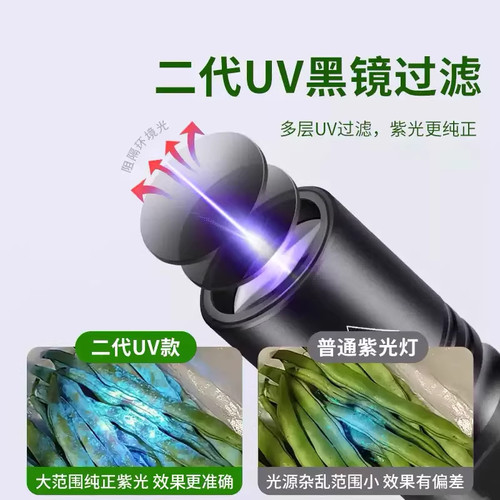 紫光灯鉴定蔬菜检测灯波尔多液专用蓝矾检测笔365nm手电筒荧光剂 - 图0