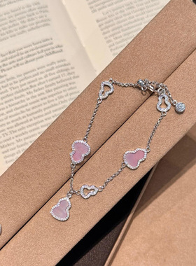 S925纯银镶钻葫芦贝母手链女中古风复古轻奢新中式爆款手环