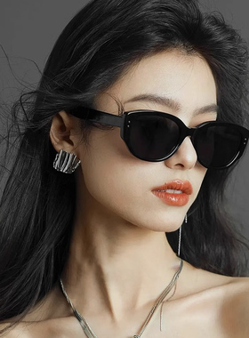 复古猫眼运动墨镜女款高级感方圆脸窄框太阳眼镜护目镜防紫外线