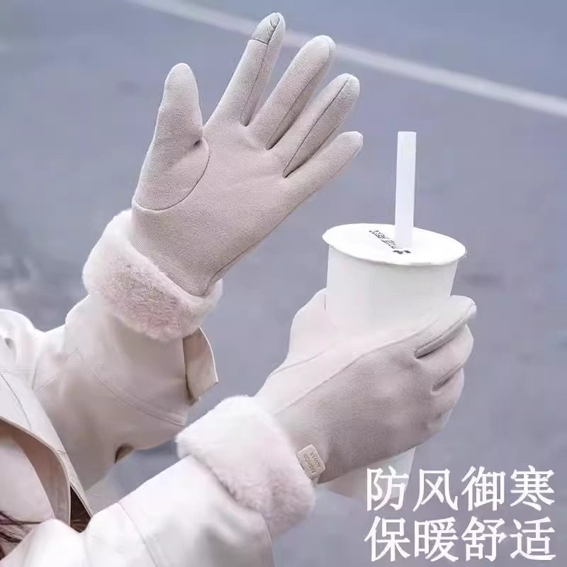 冬季电动车保暖手套加厚加绒麂皮绒骑行防寒触屏防风德绒御寒黑色,淘宝优惠券,粉丝福利购,淘宝优惠卷