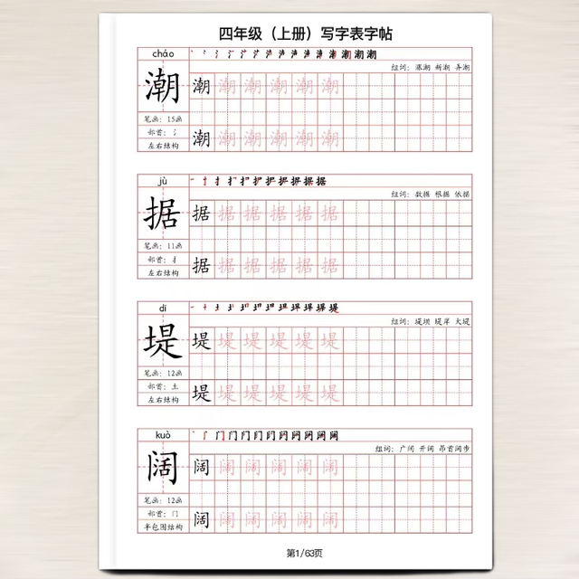 2025 New Primary School Chinese Textbooks for Grades 1, 2, 3, 4, 5 and 6, Synchronized Practice Copybook, Type A, Ministry of Human Resources and Education Edition, Stroke Order, Word Writing Copybook, Writing Chart, Tracing Red