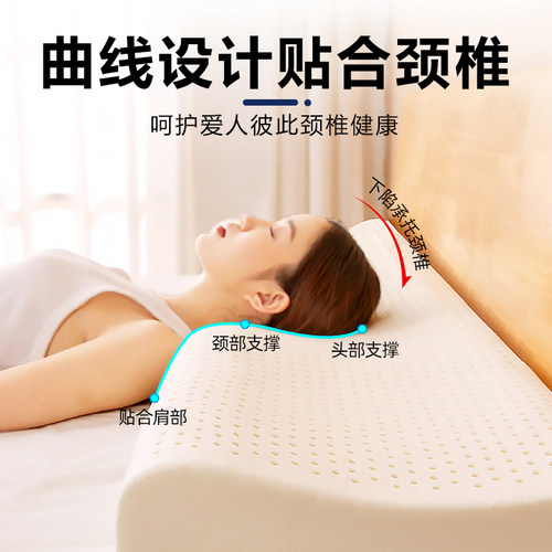 乳胶双人长枕头枕芯一体加长情侣夫妻亲子长款1.2m1.5米1.8米护颈 - 图1