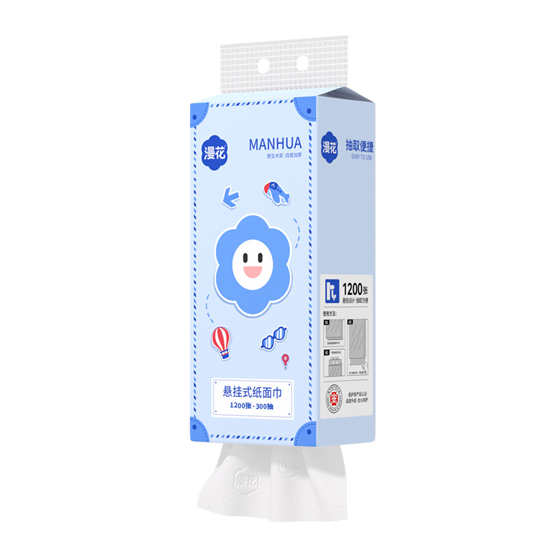 漫花原生木浆悬挂式整箱囤货实惠卫生纸大包抽纸巾宿舍家用餐巾纸