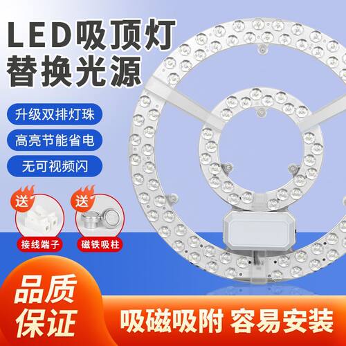 磁吸LED吸顶灯灯芯灯盘灯板节能磁铁灯具配件替换三色照明光源 - 图1