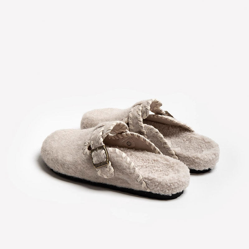 复古毛呢勃肯鞋包头半拖鞋女外穿2025秋冬新款厚底加绒棉拖鞋平底,淘宝优惠券,粉丝福利购,淘宝优惠卷