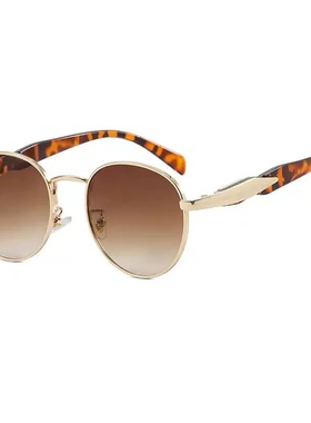 新款圆形镜框气质百搭防晒墨镜