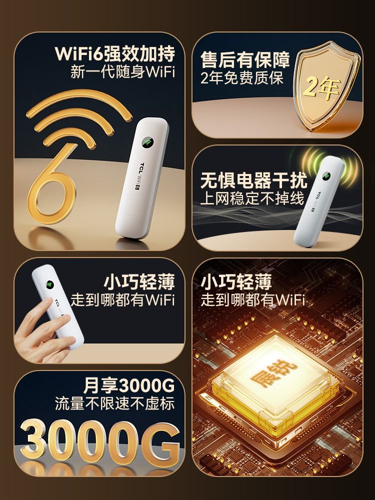 tcl随身wifi移动无线wifi6便携式网络热点wilf纯流量4g上网卡车载租房宽带2024新款路由器无限全国全网通数据 - 图2