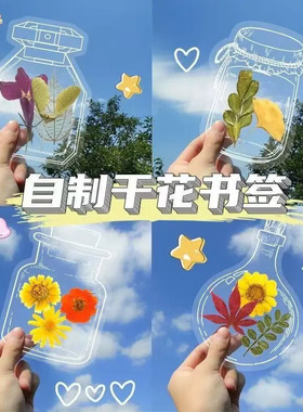 瓶子里的春天干花书签枫叶童年收集册手工diy材料透明标本多规格