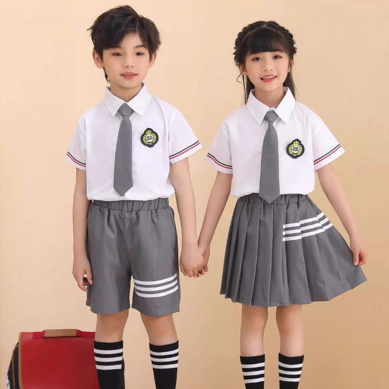 幼儿园园服夏装英伦风小学生毕业照班服儿童诗朗诵合唱演出服校服 - 图2