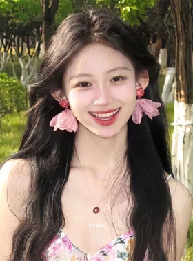 夏季海边氛围感黄色花瓣流苏耳环女度假风独特绝美耳饰精致耳钉