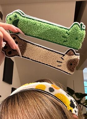 软萌卡通抱抱猫猫长条魔术贴甜妹猫咪碎发洗脸化妆发帖发箍两用