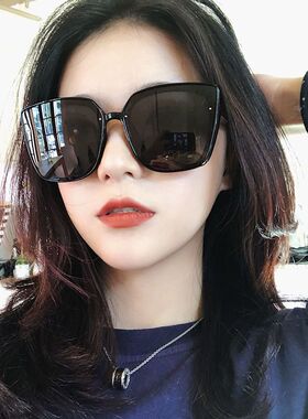 网红超大框黑色明星墨镜女大脸韩版个性方形显瘦百搭米白色太阳镜