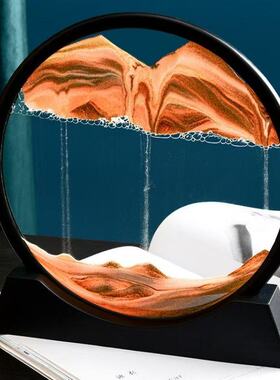 圆形流沙画3d立体动态沙漏家居装饰礼物品男女礼物客厅桌面摆件