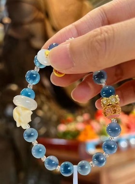 香灰瓷凤九狐狸琉璃手串通用手链