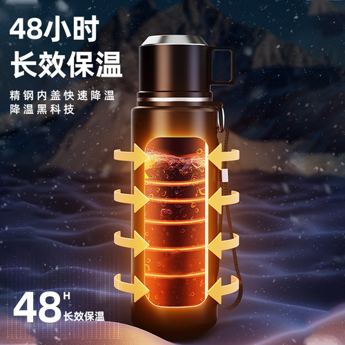 保温杯男款大容量2025新款茶水分离焖泡茶杯不锈钢保温水壶水杯子 - 图0