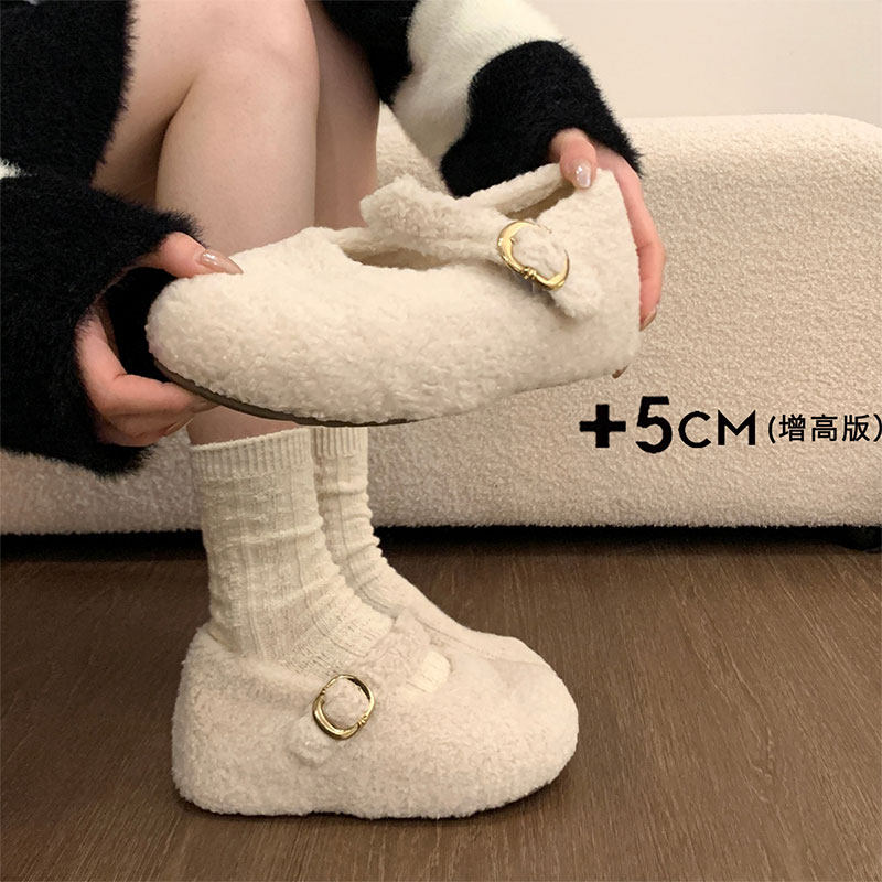 巨好看内增高厚底白色毛毛鞋女2025新款冬季玛丽珍棉鞋豆豆鞋毛绒,淘宝优惠券,粉丝福利购,淘宝优惠卷