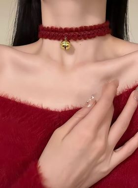 【叮铃叮铃】圣诞节铃铛毛绒项链甜美喜庆氛围感choker颈链锁骨链