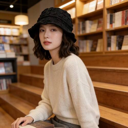 渔夫帽子假发一体女卷发时尚仿真显脸小光头增发量户外神器刘海 - 图3