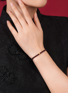 纯天然酒红石榴石手链女石榴石