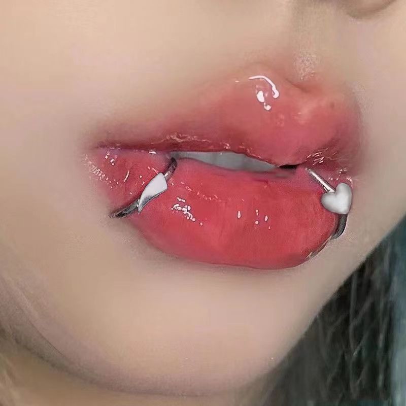 唇钉假无洞唇夹假唇钉唇环免打孔獠牙无洞假吸血鬼小恶魔尖牙朋克-图2