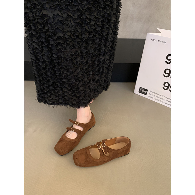 复古棕色方头玛丽珍鞋芭蕾舞鞋女2025新款法式浅口单鞋女鞋子平底,淘宝优惠券,粉丝福利购,淘宝优惠卷