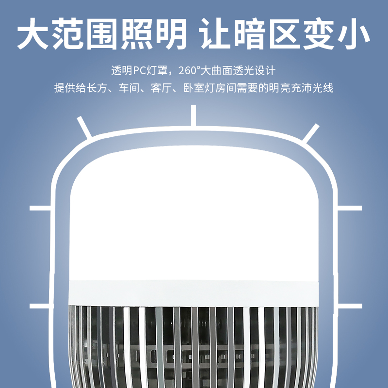 灯泡螺口led节能家用e27超亮照明灯200w卧室客厅充电房间罗口白光-图1