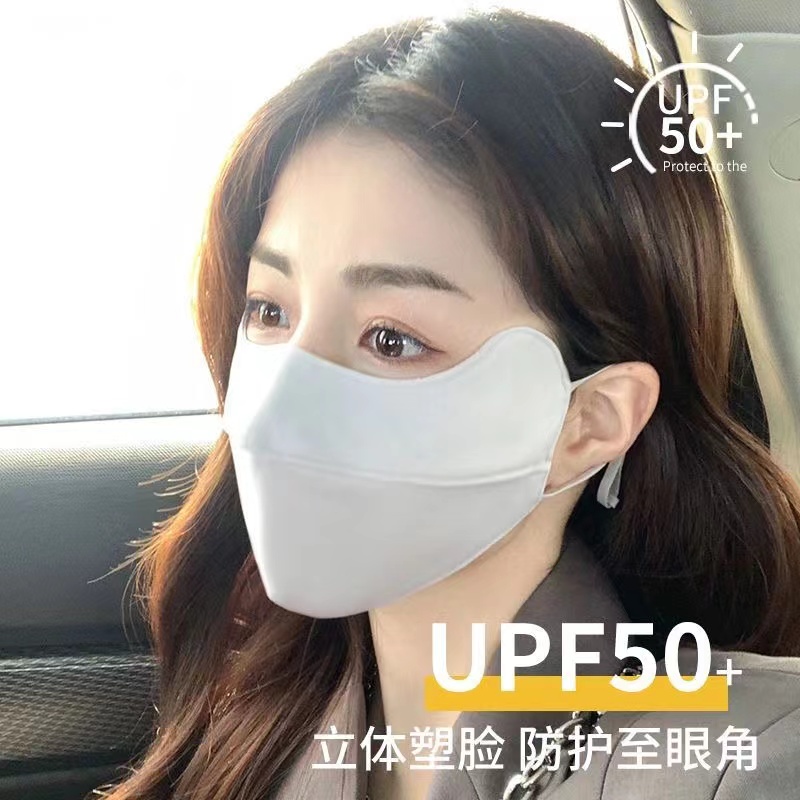 冰丝防晒口罩女护眼角防紫外线透气面罩遮脸高颜值薄款脖子遮阳-图1