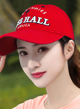 帽子男士韩版ins鸭舌帽时尚百搭棒球帽女夏季遮阳防晒太阳帽红色