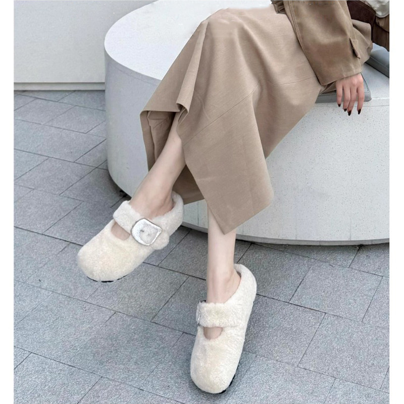 周也同款白色爆款包头羊羔毛毛拖鞋女外穿加绒棉鞋水钻勃肯鞋平底,淘宝优惠券,粉丝福利购,淘宝优惠卷