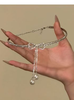 野心家原创【月下星结】气质奢华蝴蝶结项链简约高级感锁骨链颈链