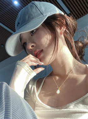 小狐狸刺绣蓝色棒球帽女2026新款