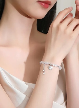 中国黄金纯银山茶花手链女款礼物