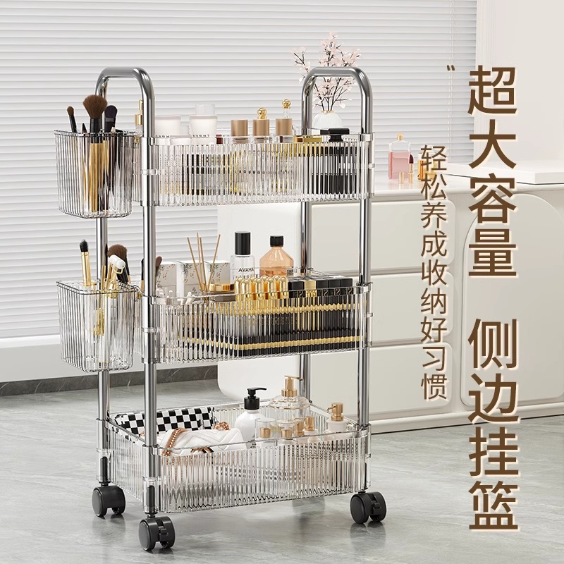 亚克力零食小推车置物架落地移动浴室卫生间收纳盒多层化妆品书本 - 图3