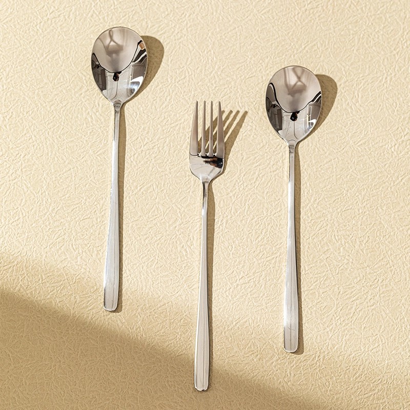 304不锈钢勺子叉子筷子家用个人专用食品级长柄餐勺精致羹叉勺 - 图3