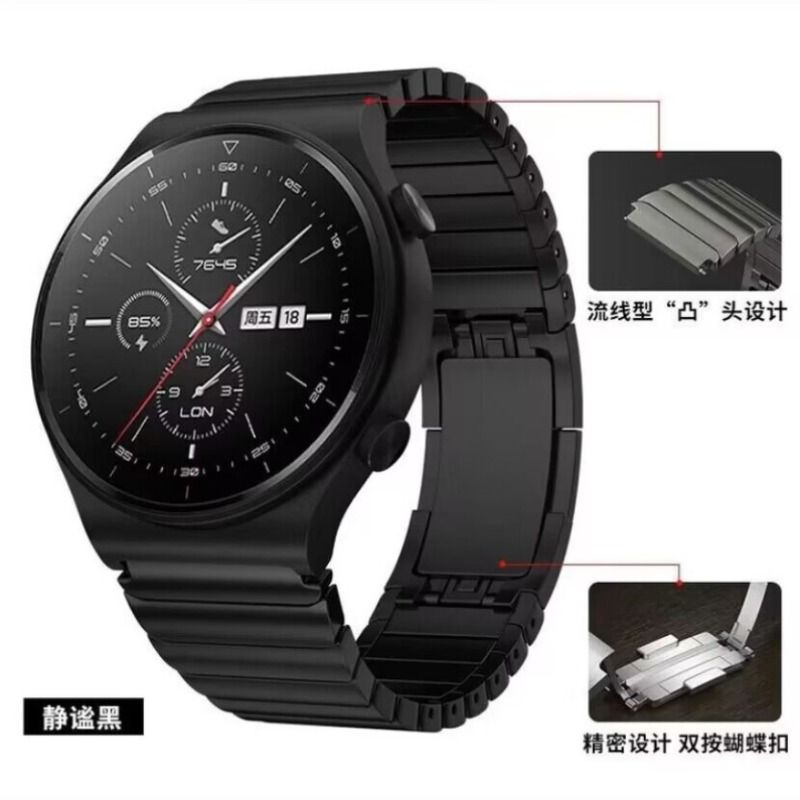 保时捷gt2表带gt2progt4手表gt3不锈钢watch4watchbuds链gt3pro3荣耀s2小米s3男款color2智能蝴蝶 - 图2