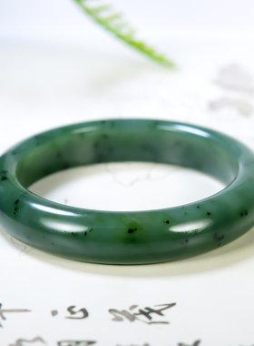 正品和田碧玉阳绿猕猴桃真玉石手镯子送女友妈妈礼物可复检多规格