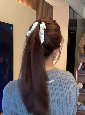复古波点布艺褶皱盘发女款香蕉夹