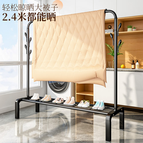 简易晾衣架落地卧室可折叠挂衣服架子阳台晒衣服的架子宿舍衣杆架 - 图3
