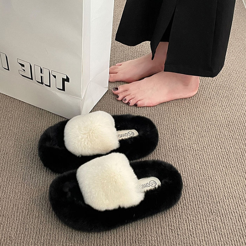 超火厚底毛毛拖鞋女外穿2025新款秋冬网红绒绒棉拖室内居家棉鞋子 - 图0