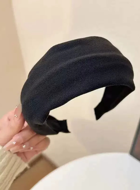 我的脸很圆春夏宽边绒面针织发带韩系简约纯色洗脸发箍遮发缝