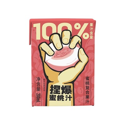 哪吒捏爆100%水蜜桃汁浓缩果汁水果饮料饮品200ml*12盒原浆国货