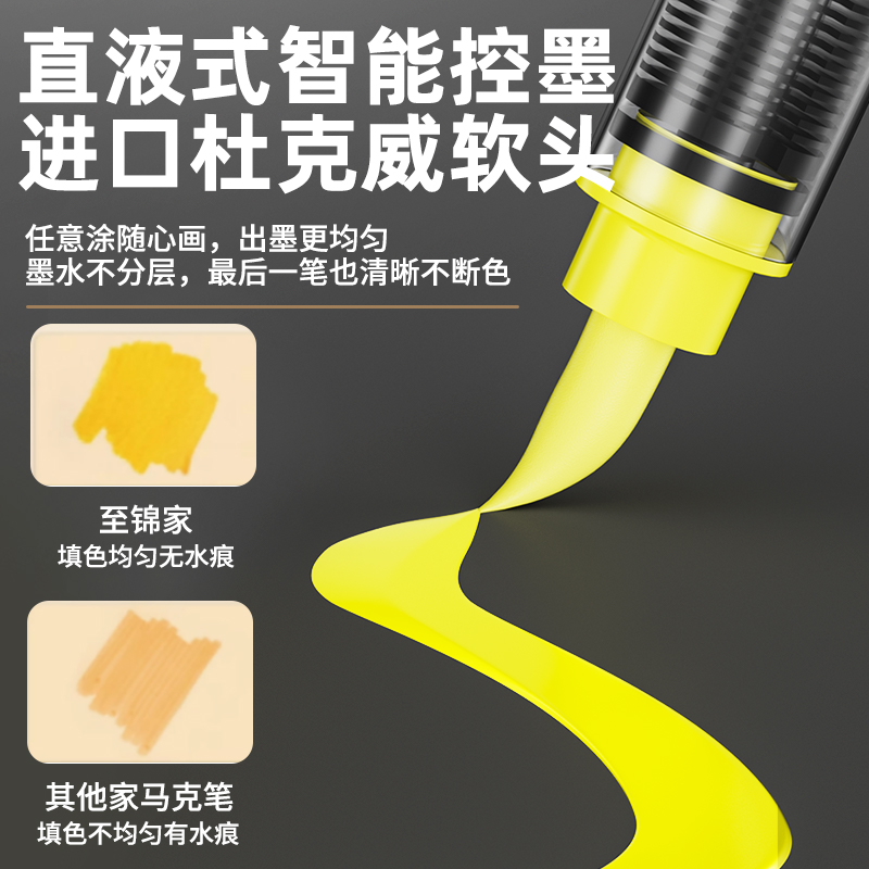 ZEEJOY至锦直液式丙烯马克笔软头不透色色美术生专用画笔小学生儿童无毒可水洗水彩笔60色48色笔芯礼盒套装 - 图0