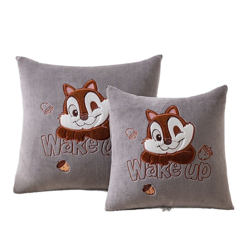 Thickened milk velvet pillow quilt dual-purpose two-in-one winter warm car pillow cushion student lunch break quilt