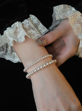 施家珍珠手串女强光小米粒高级感叠戴轻奢手链简约时尚百搭手环