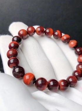 天然红虎眼石手链水晶转运招财手串黄虎眼石虎睛石黄金玉石珠宝