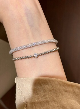 925法式轻奢花球圆珠镶嵌满钻复古设计手链百搭时尚高级感叠戴