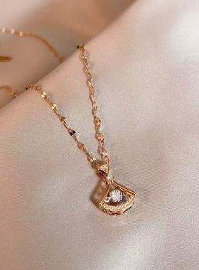 欧饰泥合金网红风锆石女扇形项链