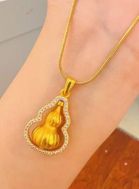 韦雪黄金色同款吊坠中式旋转时尚高级葫芦项链礼物女友复古气质